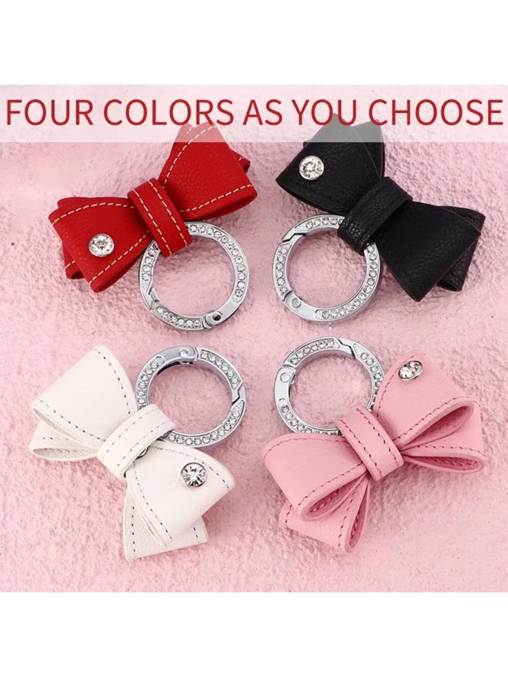 Sparkling Crystal Key Chain for Women | Bow Key Fob Ring Strap Purse Charm